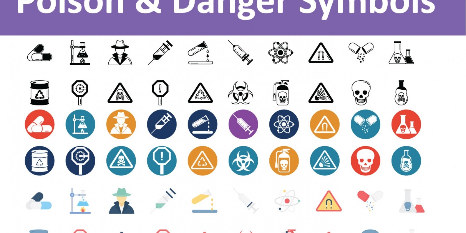 Poison And Danger Symbols Vector Icons