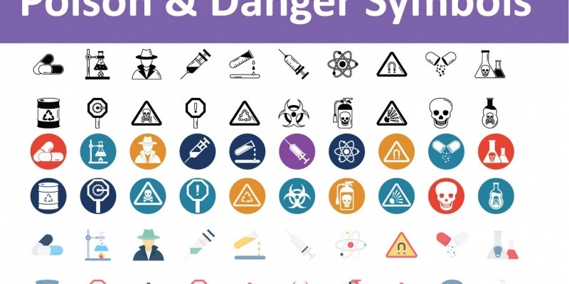 Poison And  Danger Symbols Vector Icons