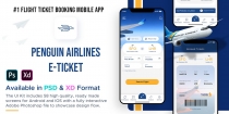 Penguin Airlines E-Ticket - Adobe Photoshop App UI Screenshot 1
