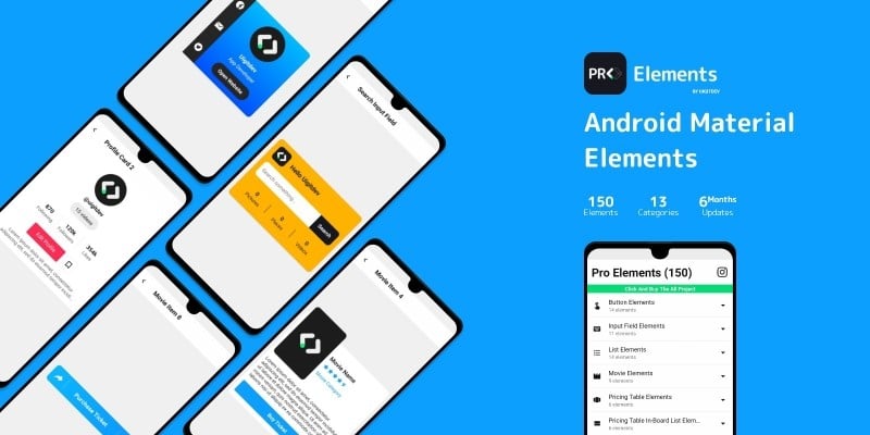 150 Material UI Elements - Android Studio