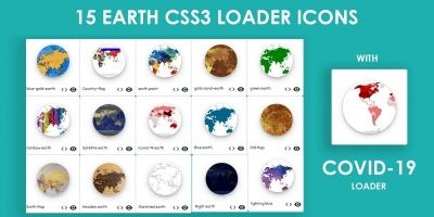 15 Earth CSS3 Loaders With 15 Different Themes