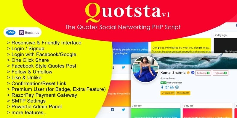 Quotsta - Quotes Social Networking PHP Script