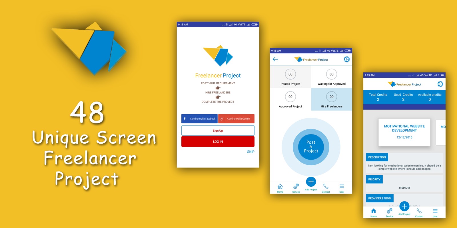 Freelancer App Design UI KIT Android Source Code