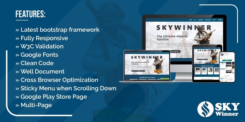 Sky Winner - Tournament Application Landing Page