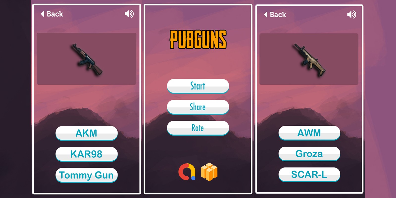 PUBG Guns Quiz - Buildbox Template