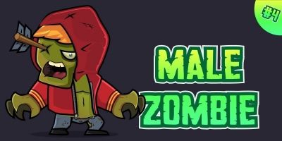 Male Zombie 2D Game Character Sprites 04