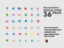 Neuromorphism Social Icon Set Screenshot 1