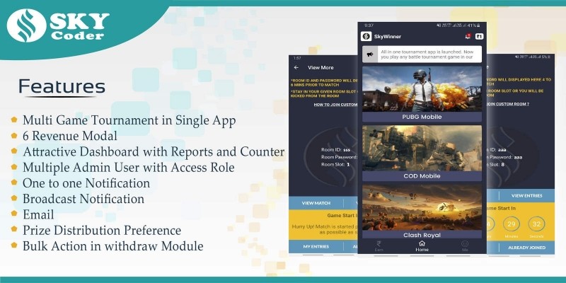 Multi Games Tournament App With Admin Panel