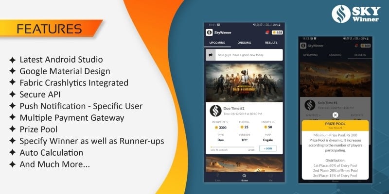 PUBG Tournament App with Prize Pool Concept