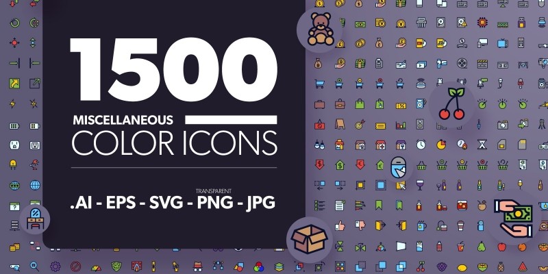 1500 Miscellaneous Color Icons 