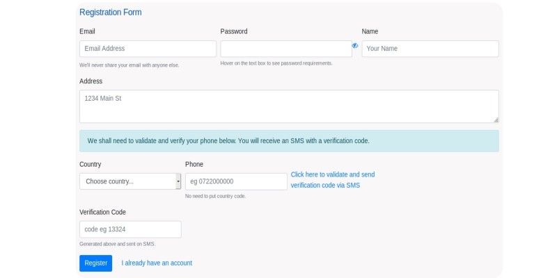 Registration System with Phone SMS Verification 