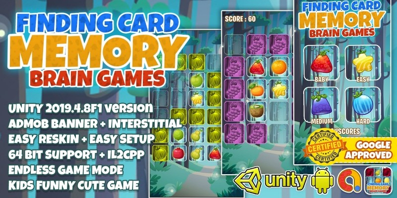 Find Card Memory Brain Kids Unity3D