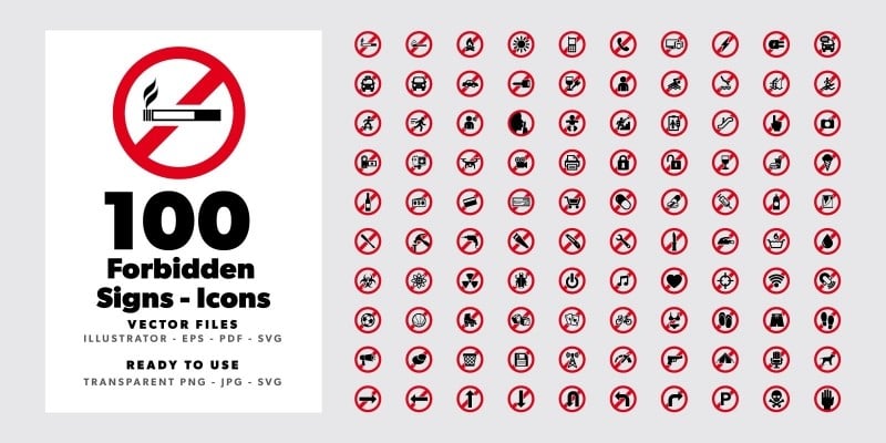 100 Forbidden Signs - Icons