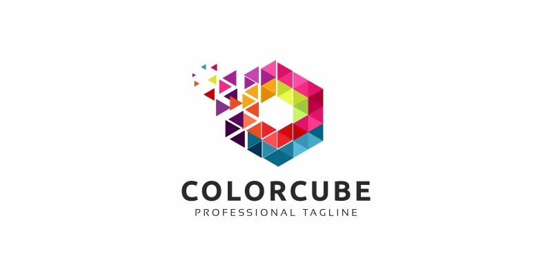Hexagon Pixel Colorful Logo