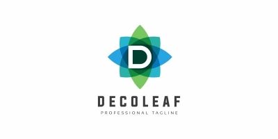 D Letter Leaves Logo