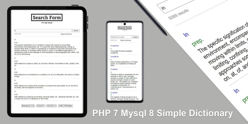 PHP Search form - Dictionary