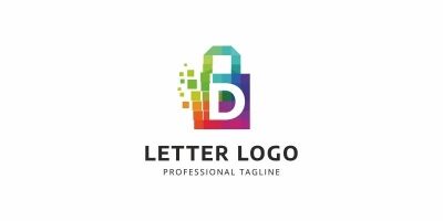 D Letter Colorful Pixel Logo