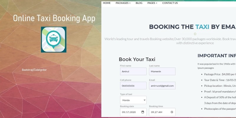 Online Taxi Booking Management System in PHP MySQL