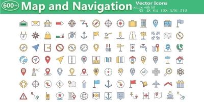 600+ Map and Navigation Icons