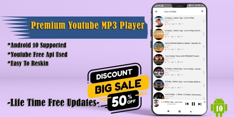 Premium Youtube Mp3 Player Android App