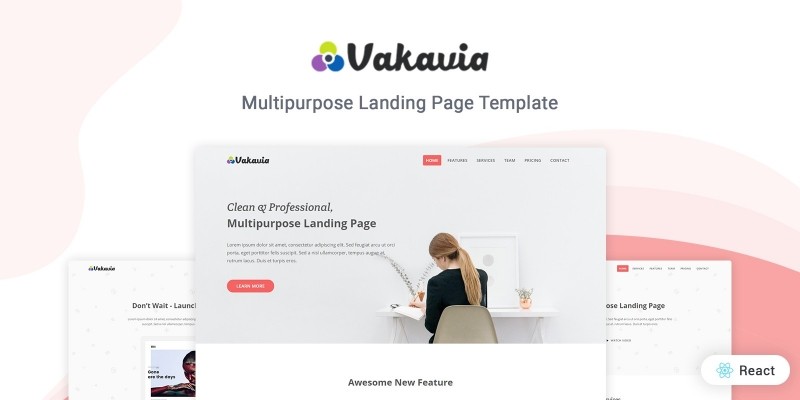 Vakavia - React Landing Page Template