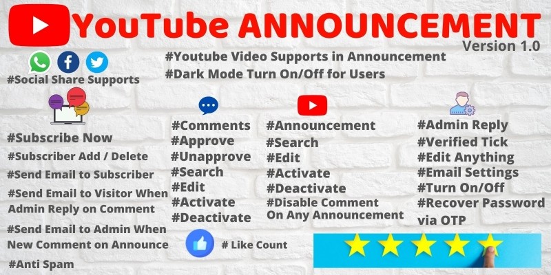 Youtube Announcement PHP Script with Admin Panel