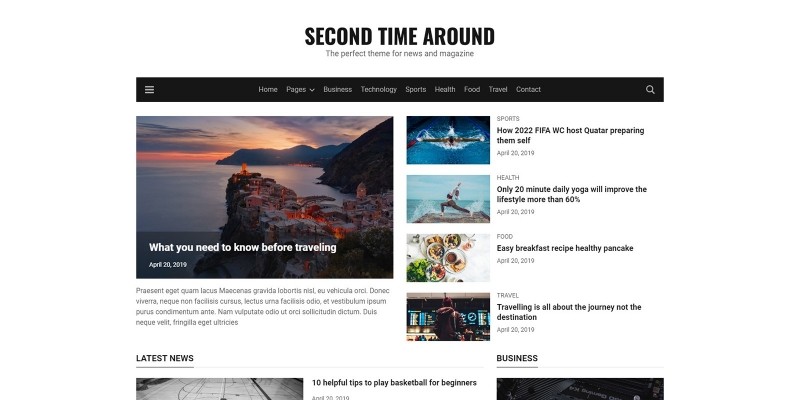 Second Time Around - HTML5 Magazine Template