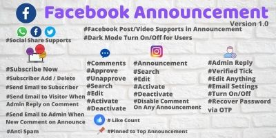 Facebook Announcement PHP Script with Admin Panel