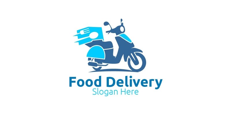 Scooter Fast Food Delivery Logo