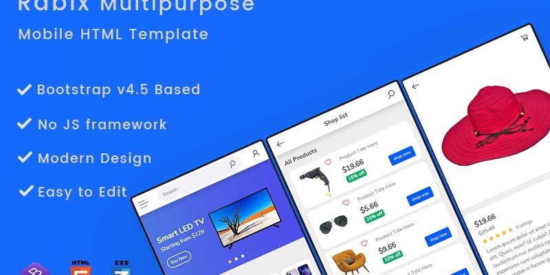 Rabix Multipurpose Mobile HTML Template