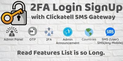 2FA Login SignUp Via Clickatell SMS And Admin