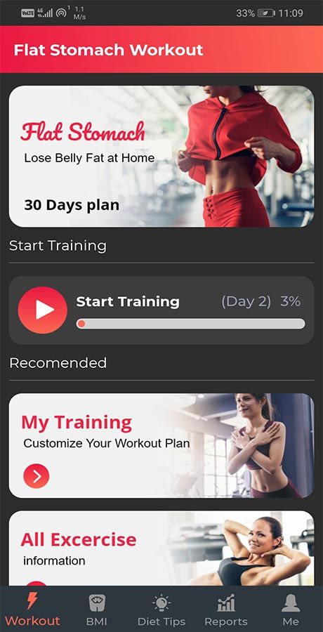 Android Lose Weight Flat Stomach Workout App by OWNInfoSoft