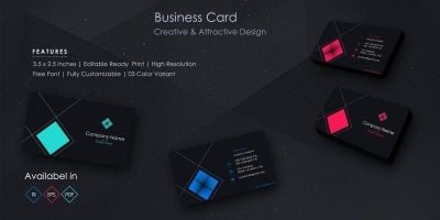 Flat And Dark Business Card