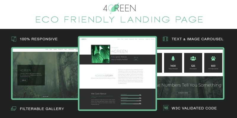 4Green - Eco Friendly  Bootstrap 4 Landing Page 