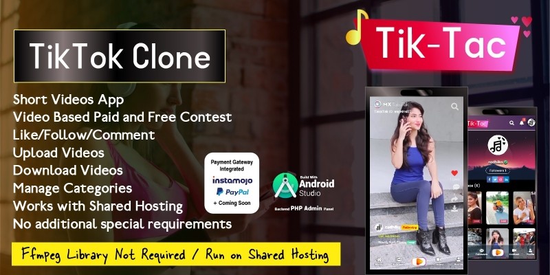 TikTac - Short Video App with Admin Panel 