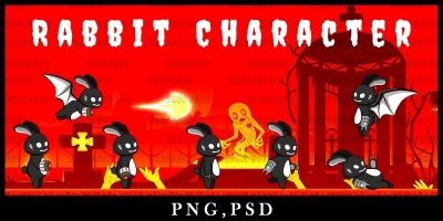 Game Asset Rabbit Shadow Character Sprite Sheet