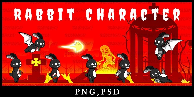 Game Asset Rabbit Shadow Character Sprite Sheet