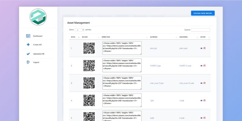 Marker Less Web AR with Admin Panel