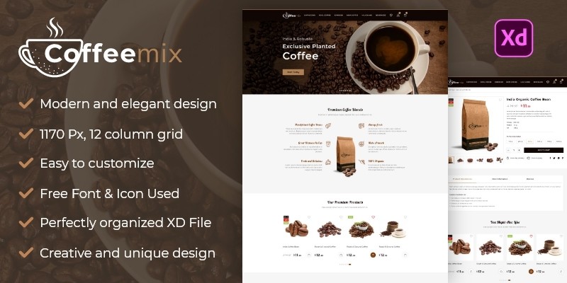 Coffeemix - Coffee And Tea Shop XD Template