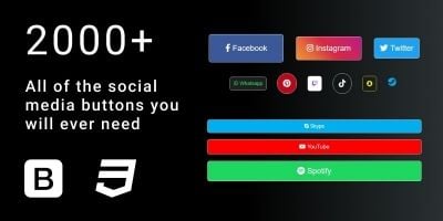 2000 Social Media Buttons CSS Bootstrap