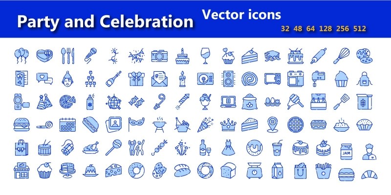  Party And Celebration Flat Vector Icons Pack