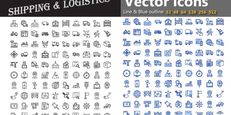 Shipping AndLogistics Vector Icons Pack