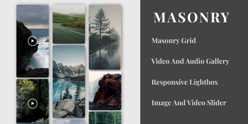 Masonry Video and Image Grid Gallery