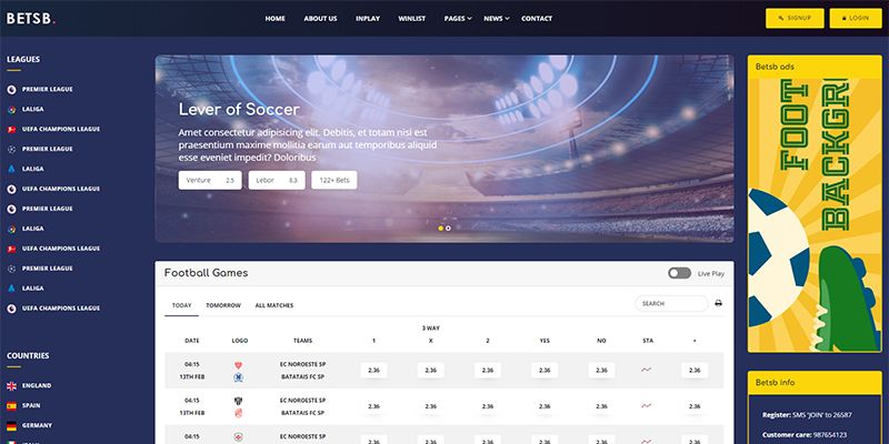 Best Sports Betting Html Template Free Download
