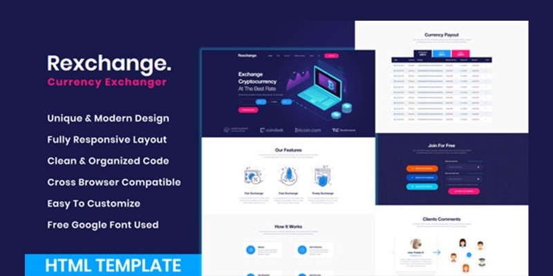 RexChanger - CryptoCurrency Exchanger  Template