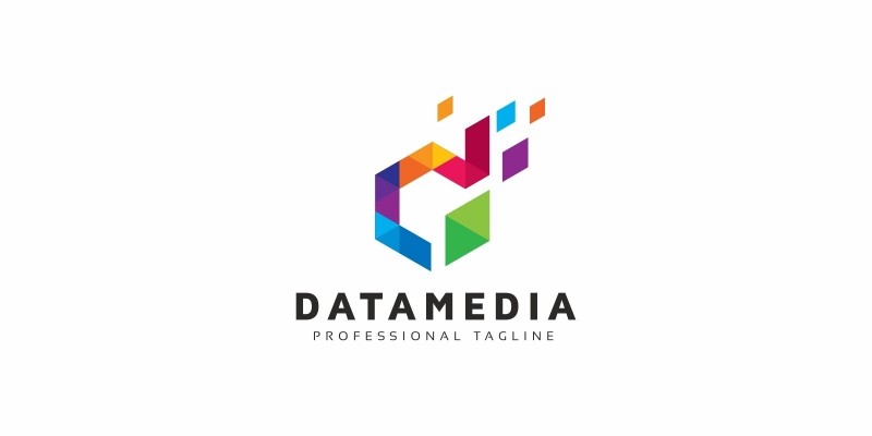 Data Media D Letter Colorful Logo