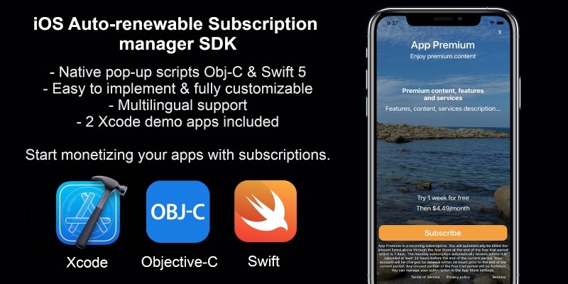 iOS Auto-renewable Subscription manager SDK
