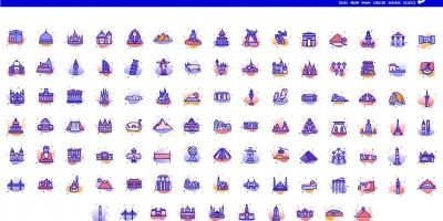 600+ Famous Landmarks Of World Vector Icons