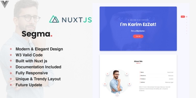 SegmaVue - Nuxt  Personal Portfolio Template