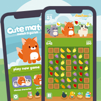 Cute Animals Match 3 Game Gui Assets